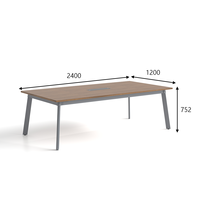 Table à manger d'affaires minimaliste de qualité supérieure avec finition en bois et base en acier robuste pour hôtels et bureaux