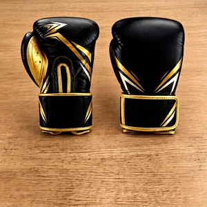 Gants de boxe Bright Way International en PU, noirs et rouges, avec fermeture à lacets, sangle de poignet réglable, imperméables, pour arts martiaux - Product Image 1