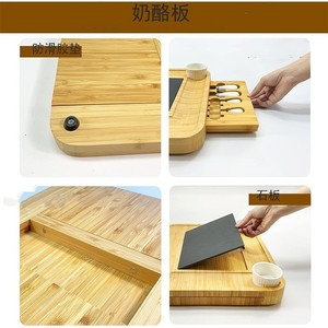Juego de tablas de cortar queso de bambú con cuchillos y bandeja de pizarra para uso doméstico - Product Image 3