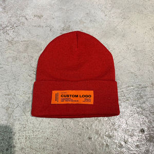 Beanie Cap <b>Knit</b> Custom Logo Ribbed Tag Embroidered Sequin Winter Knitting Beanies Knitted <b>Hats</b> - Product Image 2