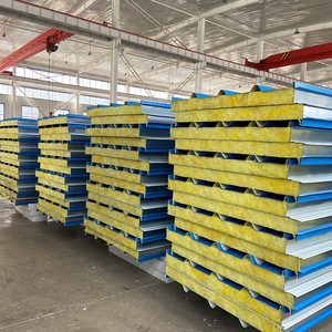 Vente d'usine - Panneaux sandwich en laine de roche pour isolation thermique et acoustique - 50 mm, 75 mm, 100 mm, 150 mm - Pour murs et toits d'entrepôts - Product Image 2
