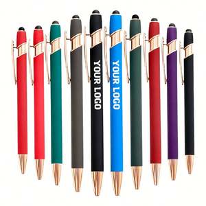 Bolígrafo de Metal Personalizado con Grabado Láser, Recubrimiento de Goma Suave, Detalles en Oro Rosa, Tinta Negra - Product Image 1