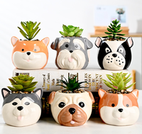 Jardinières émaillées d'animaux mignons Pots succulents en forme de corgi de dessin animé drôle pour la maison, le bureau et le chien élégant pour l'intérieur