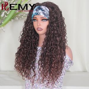 KEMY HAIR Perruques tressées synthétiques pour femmes Perruque noire droite avec bandeau et extension de cheveux fabriquée à la machine <span class=keywords><strong>Nu</strong></span> Locs - Product Image 2