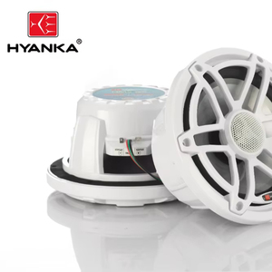 Enceinte marine blanche HYANKA HMS-08W 8'' avec lumières LED RGB 7 couleurs, enceinte audio pour yacht étanche IP67 et résistante aux UV - Product Image 1