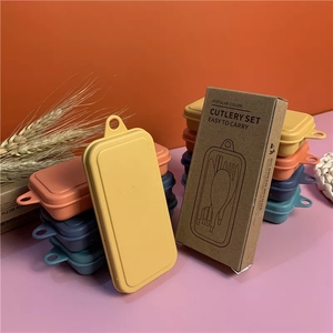 Cubiertos Plegables Thìa Nhựa PP Di Động Sợi Rơm Lúa Mì Đũa Dao Bộ Dao Kéo Gấp Được - Product Image 6