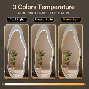 Bán buôn mặc quần áo lượn sóng đóng khung Led Gương đứng espejos trang trí nội thất không thường xuyên đầy đủ cơ thể gương sàn gỗ Led Gương với ánh sáng - Product Image 4