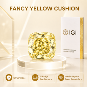 เพชรเหลืองแฟนซีทรงคุชชั่น CVD ผลิตในห้องปฏิบัติการ ได้รับการรับรองจาก IGI ระดับ VS SI - Product Image 3