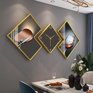 3 pcs/set Fashion Abstract Wall Art Home Decor Diamond Luxury Landscape Modern Glass Crystal Porcelain Paintings with Clock Art - Product Image 4