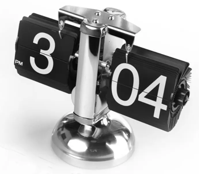 2023アンティークレトロスケールデジタルスタンド自動フリップデスク置時計フリップ内部ギア式クォーツ時計黒色