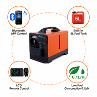Chauffage de stationnement diesel tout-en-un 8KW 12V 24V avec réservoir de carburant intégré de 5L, application Bluetooth, pour camion, camping-car, fourgonnette