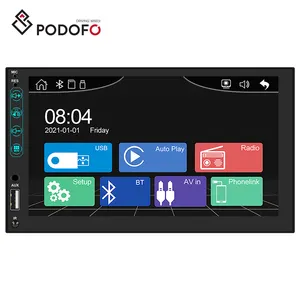 Podofo 2 Din Car Radio Stereo with Carplay Android Auto 7" Touchscreen Car MP5 Player Autoestereo AUX-IN BT/FM + External Mic