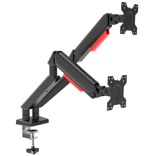 Hot New Style Monitor Mount Vesa 75*75-100*100 Double Arms Gas Spring Table Mount for Computer Bracket for Office
