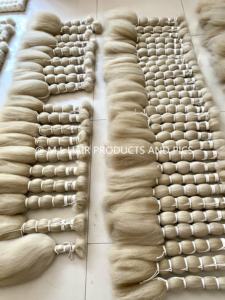 2025 необработанные пряди волос 100% хвоста яка натурального белого цвета 22'' - Product Image 4