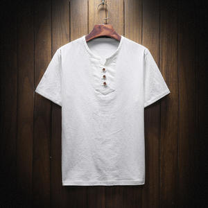 Camiseta de Verano para Hombre, de Poliéster/Algodón, Tejido de 260g, Antiarrugas, Cuello Redondo, Corte Regular, Manga Corta, con Botones, Suave y Transpirable - Product Image 2