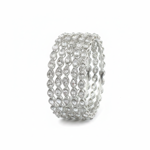 Elegant Silver Plated Crystal Stone <b>Bangles</b> <b>Set</b> 11151754WH_2.8-Exquisite Bracelets & <b>Bangles</b> - Product Image 2