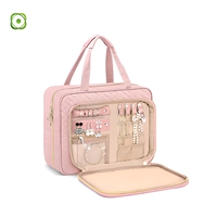 Élégante Trousse de Maquillage Matelassée en Toile Grande Capacité à Suspendre, Fermeture Éclair, Sac de Voyage Tendance, Logo Personnalisé, Polyester Doux