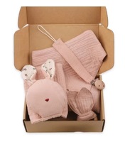 Coffret Cadeau de Naissance Bébé en Coton Interlock 5 Pièces Printemps, avec Couverture et Bavoirs en Mousseline