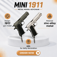 7.5CM Skala 1:3 Colt 1911 Mini yang Dapat Dilepas, Gantungan Kunci Model Pistol Mainan dari Paduan Logam, Desain Mewah, Ringan & Tahan Air