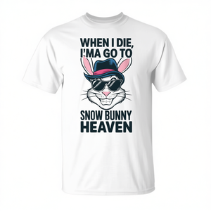 T-shirt Snow Bunny Heaven blanc pour hommes, t-shirt graphique décontracté - Product Image 2