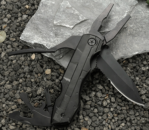 <span class=keywords><strong>Couteau</strong></span> à lame fixe multifonction Portable avec lame en acier à bouton-poussoir pour combinaison de pinces à outils d'extérieur pliable polyvalent - Product Image 3