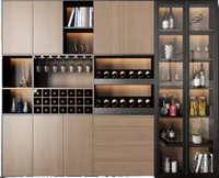 Meuble à vin moderne de luxe en panneaux de bois avec étagère vitrée pour salon, hôtel, villa, bar à domicile