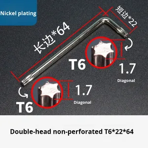 Llave de doble cabeza con patrón T6/T8, herramienta para orificios hexagonales internos, destornillador hexagonal T10/T20/T25/T30, niquelado 45 # acero - Product Image 6