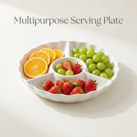 Fruitplateau voor vijf personen, porselein, wit, effen patroon, magnetronbestendig, modern minimalistisch design, onregelmatige vorm, Chinees porselein, onglazuurde afwerking