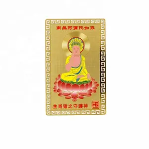 Amulette religieuse personnalisée bouddha Shakyamuni bouddha Amitabha bouddha carte d'or cartes de transport avec vous