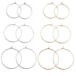 Strutture per Orecchini a Cerchio in Acciaio Inossidabile con Placcatura PVD <span class=keywords><strong>Oro</strong></span> 18K per Creazione di Gioielli Fai-da-Te | Componenti per Orecchini a Cerchio Aperti | Forniture per Bigiotteria all'Ingrosso - Product Image 6