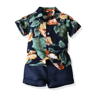 Mùa Hè 1 2 3 4 5 6 Tuổi Trai Áo Sơ Mi Phù Hợp Với Ngắn Tay Floral In Top Toddler Bé Trai Quần Áo 2 Mảnh Bộ