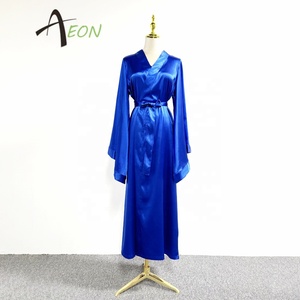 Abito da sposa lungo lungo blu <span class=keywords><strong>Kimono</strong></span> in seta di lusso - Product Image 1