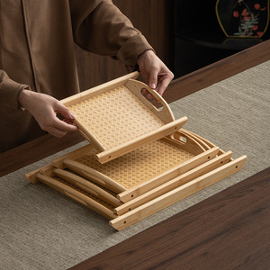 Plateau à thé en bambou avec design tapis pour le service et la présentation du thé 30x20cm - Product Image 4