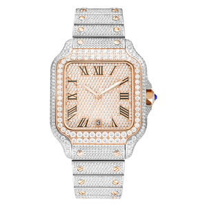 Orologio di Lusso VVS1 Iced Out Moissanite, Supera il Test del Diamante, Meccanico con Data, Stile Cartier, da Polso per Uomo, per Feste Hip Hop - Product Image 2