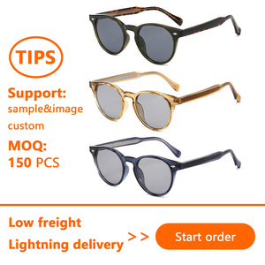 Wholesale Factory Stock <b>Retro</b> Round Frame Outdoor UV Protection Fashion <b>Sunglasses</b> TR Propionate Pin Hinge Unisex Vintage - Product Image 2
