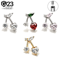 Anting-anting titanium ASTM F136 berbentuk bunga lucu dengan zircon, cocok untuk helix, tulang rawan telinga, bibir, dan hidung, unisex.