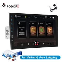 Autoradio Podofo 9 pouces 1din avec écran tactile, CarPlay, Android Auto, lecteur MP5, Wi-Fi, Bluetooth, FM, égaliseur, microphone intégré