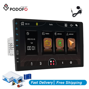 Autoradio Podofo 9 pouces 1din avec écran tactile, CarPlay, Android Auto, lecteur MP5, Wi-Fi, Bluetooth, FM, égaliseur, microphone intégré - Product Image 1