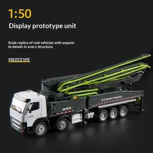Camion pompe à béton en alliage moulé sous pression, véhicule d'ingénierie pour le transport et le coulage du ciment, grue de chantier, jouet de construction - Product Image 1