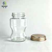 Pot en verre spécial en forme de sablier avec col fileté, récipient transparent pour miel, gelée, thé séché, assaisonnements et organisation de la cuisine