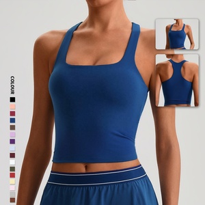 SHINBENE Hi Cloud Workout Gym Top Corto <span class=keywords><strong>Imbottito</strong></span> <span class=keywords><strong>con</strong></span> Spalline Incrociate <span class=keywords><strong>Reggiseno</strong></span> Sportivo Yoga Canotta - Product Image 1