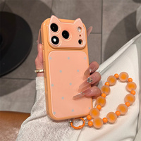 Coque de téléphone en acrylique avec design oreilles de chat mignonnes, dégradé, pour filles, antichoc, protection de l'appareil photo, compatible avec iPhone 13-18