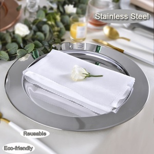 Bán Buôn Tùy Chỉnh Bảng Trang Trí 13Inch Thép Không Gỉ Bền Sáng Vòng Kim Loại Khay Bạc Vàng Đám Cưới Sạc Tấm - Product Image 5