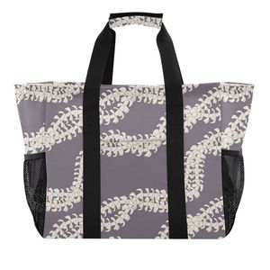 Cesta de Lavandería Grande de Lona con Diseño de Flores Hawaianas Puakenikeni, Bolsa de Compras Reutilizable con Asa Superior y Estampado Personalizado - Product Image 2