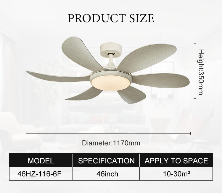 customized modern 36W  led light ceiling fan light design  fan with light 6 leaf large air volume