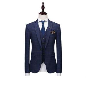 Fit Tailored Suit Jacket Pants Mens Cheap Blazer Office Uniform Suit Aqua Blue Color 3PCs - Product Image 2