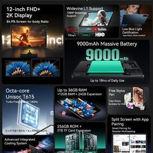 แท็บเล็ตพีซี Android 15 ขนาด 12 นิ้ว หน้าจอ 1200*2000 ชิปประมวลผล T616 รุ่นล่าสุด แบตเตอรี่ 9000mAh หน่วยความจำ 12+256GB กล้อง 8+16MP Blackview TAB Blackview Mega 2 - Product Image 4