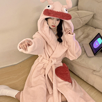 Pyjamas abstraits sculptés au sable pour jeunes, chemises de nuit mi-longues en polaire corail, vêtements d'intérieur chauds en flanelle pour femmes, hiver