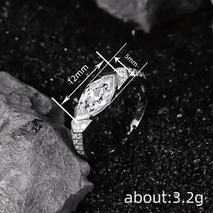 T0952 Women's Marquise Cut Natural Diamond Engagement <b>Ring</b> Classic Style <b>14K</b> White <b>Gold</b> Band - Product Image 3