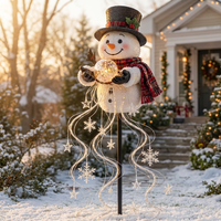 Décoration de jardin de Noël solaire TSINYE, bonhomme de neige lumineux, lumière LED blanche chaude en spirale, ornement flocon de neige, décoration de jardin pour les fêtes
